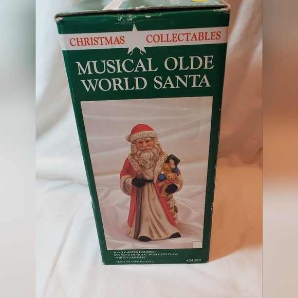 Musical Olde World Santa Claus Vtg 1991 Porcelain Figurine Stocking - Picture 9 of 13